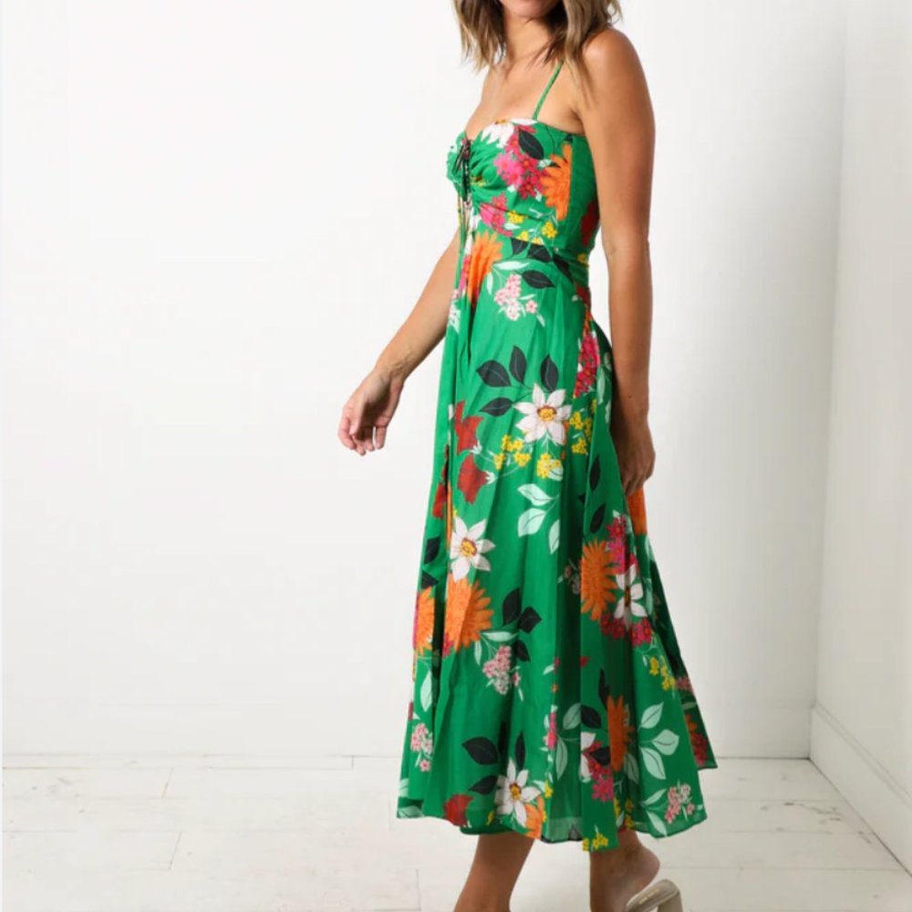 Cara Cara Maidstone Dress -  Punch Floral Green - Picture 3 of 12